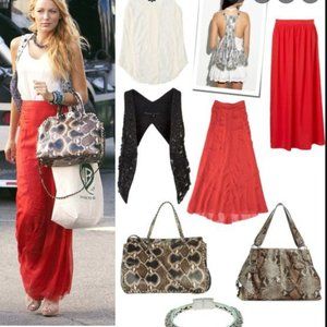 Rag & Bone Red Feather Maxi Skirt XS Gossip Girl